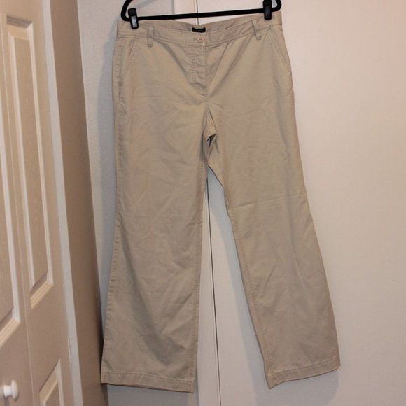 J. Crew  Khaki City Fit Wide Leg Pants Women Size 14 - Picture 1 of 13